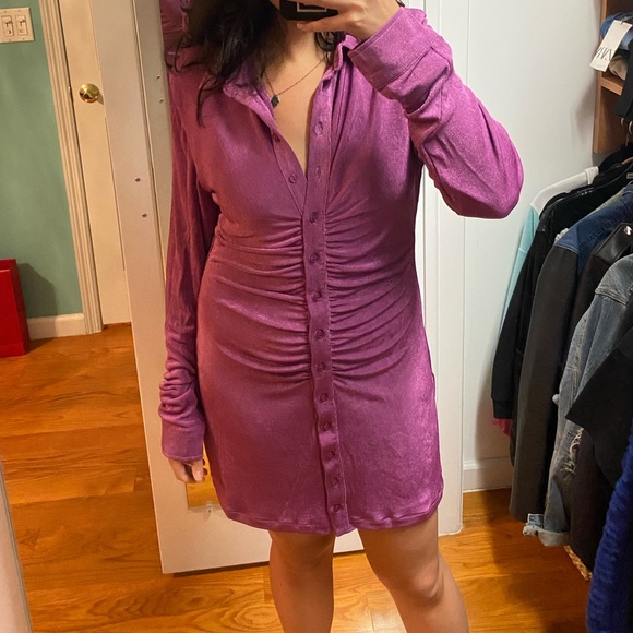 With Jéan Andy Button Up Dress Magenta - Picture 2 of 4